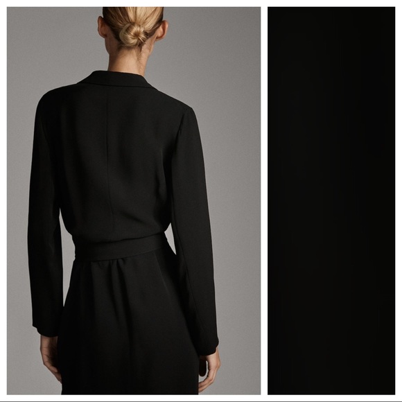 NWT Massimo Dutti Black Midi Dress Size 2, 6, 8,10 - Picture 3 of 6